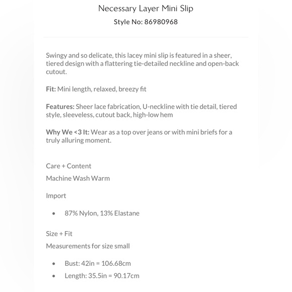 Free People Necessary Layer Mini Slip in Tea size Medium NWT - Picture 6 of 8